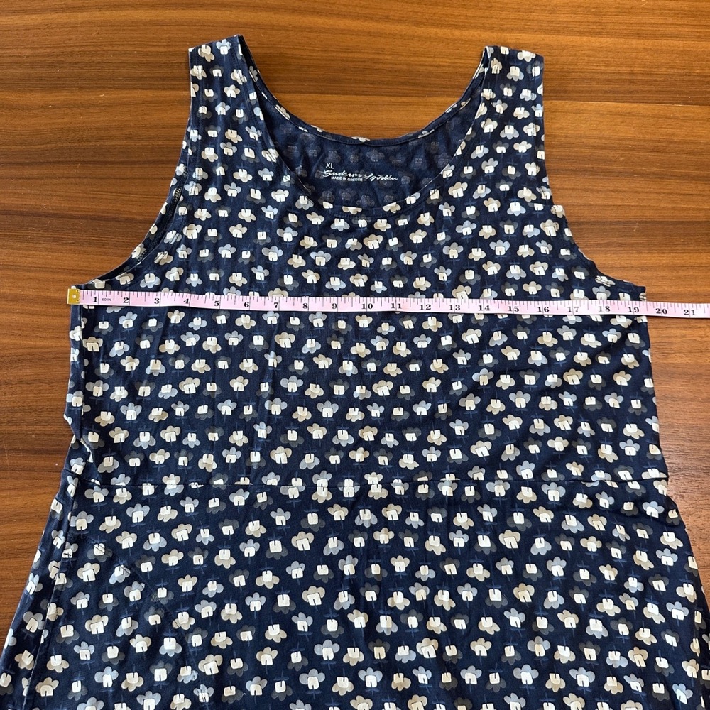 Gudrun Sjödén Sleeveless Dress Charcoal Gray/Blue Floral XL Whimsical Scandi Art - Picture 4 of 9